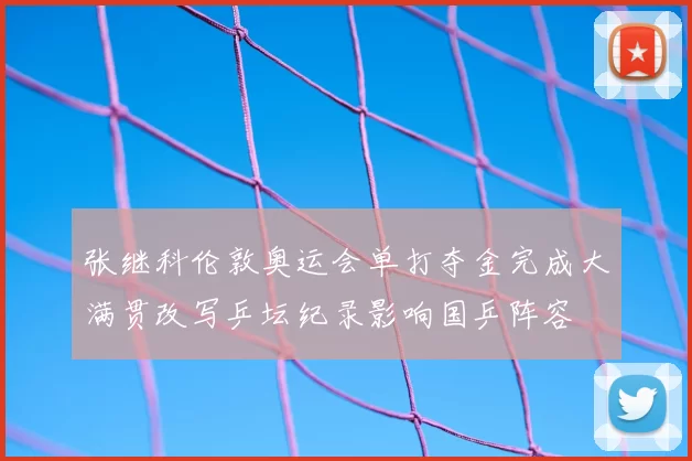 张继科伦敦奥运会单打夺金完成大满贯改写乒坛纪录影响国乒阵容